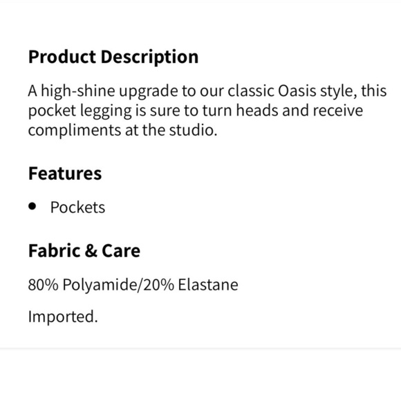 Fabletics oasis shine high waisted pocket seven eights leggings, new - Picture 5 of 7